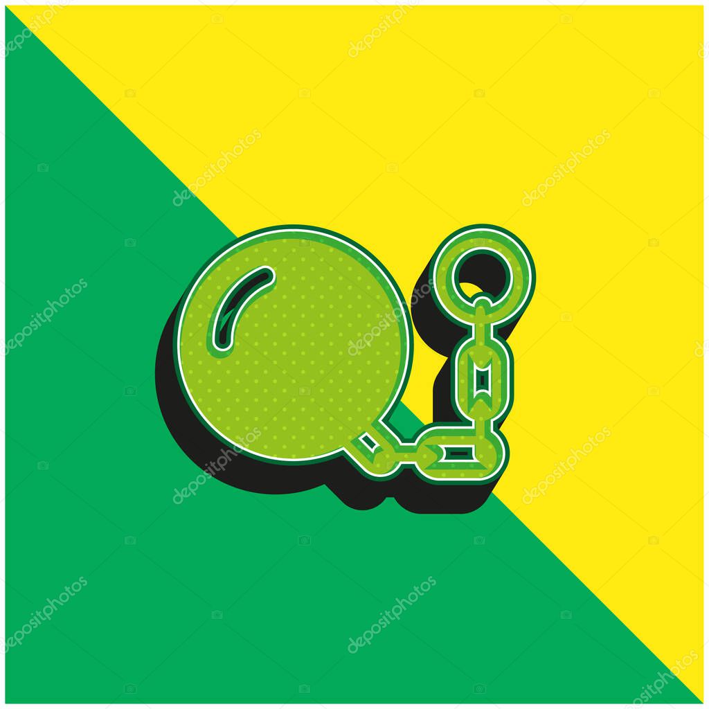 Ball And Chain Green and yellow modern 3d vector icon logo