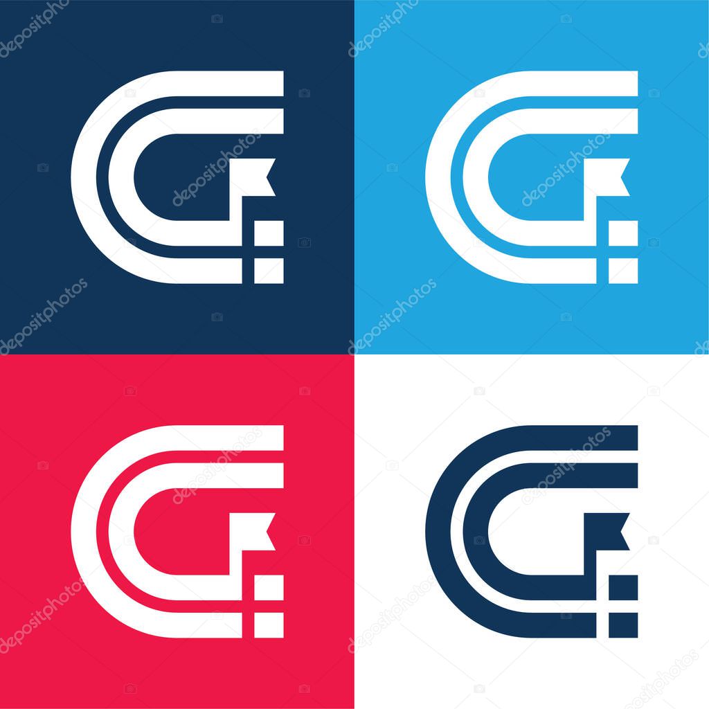 Athletics Track blue and red four color minimal icon set