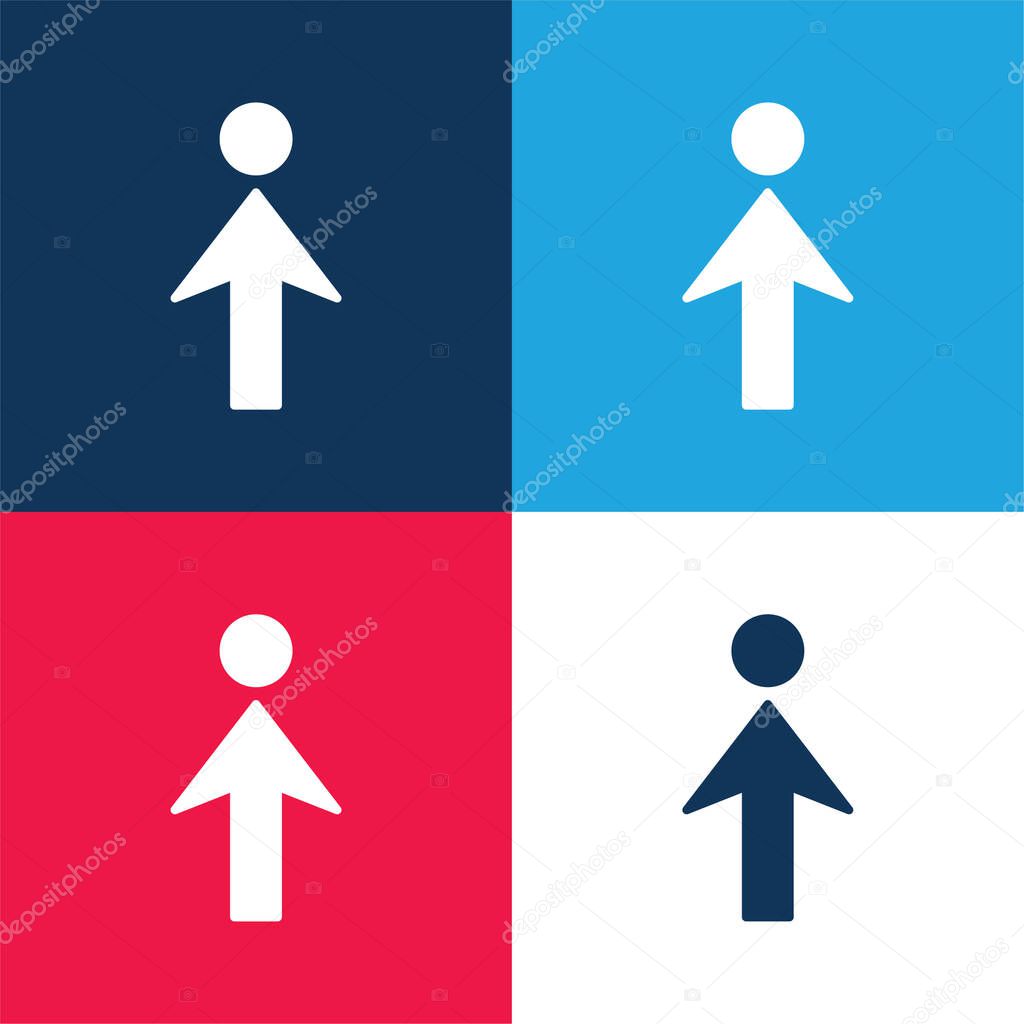 Arrow To blue and red four color minimal icon set