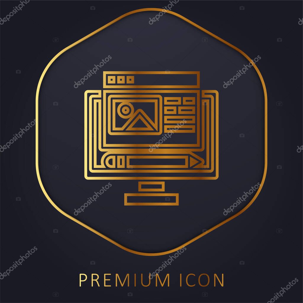 Blog golden line premium logo or icon