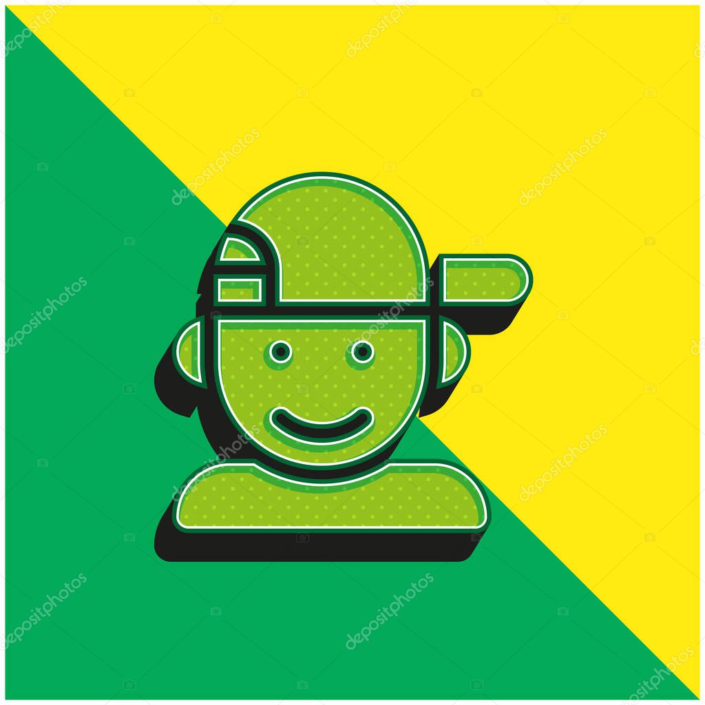 Boy Green and yellow modern 3d vector icon logo