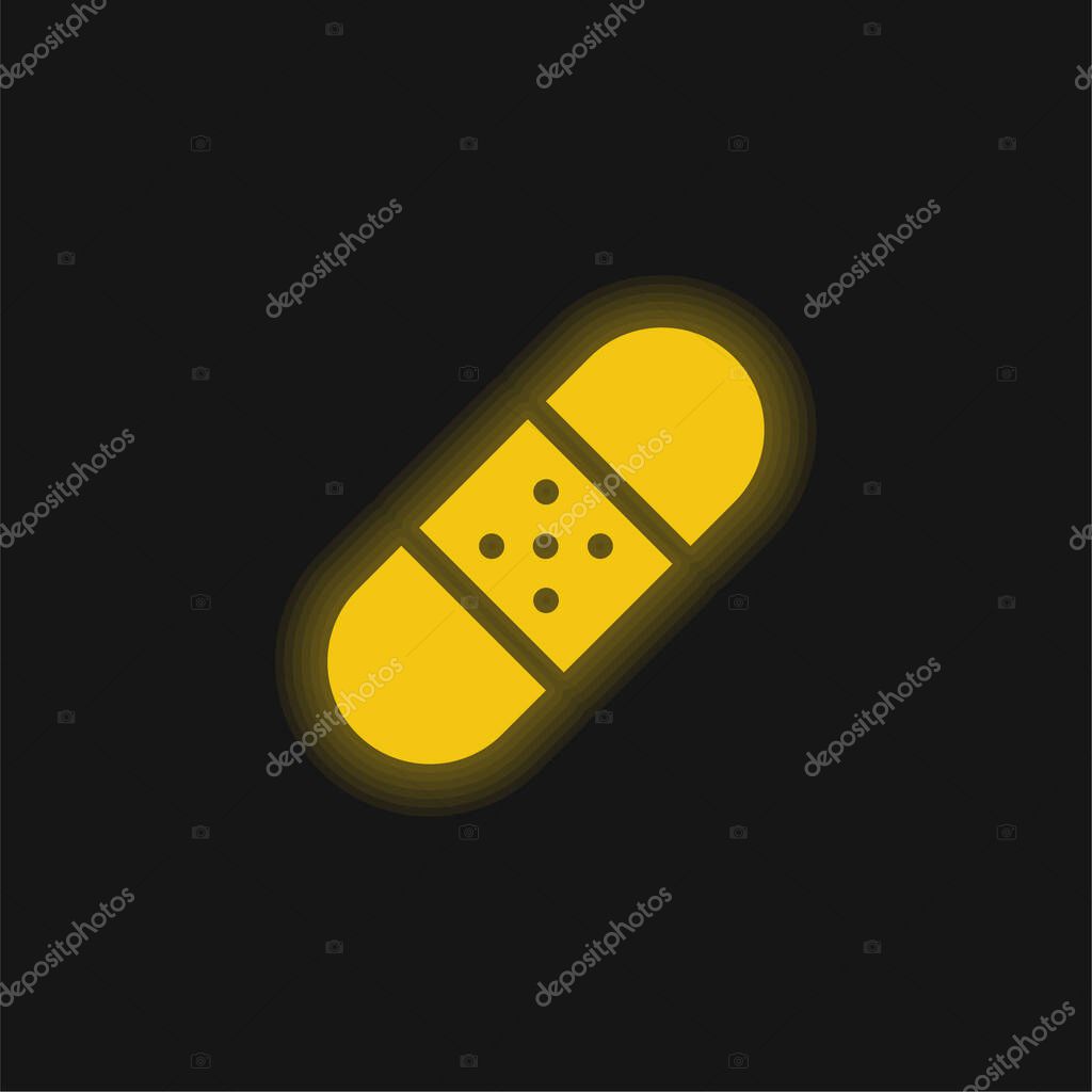 Band Aid yellow glowing neon icon