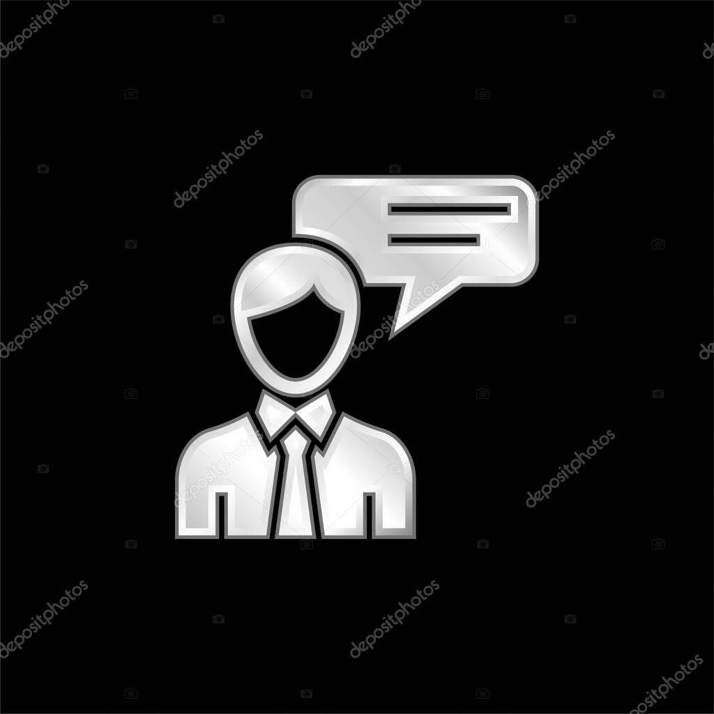 Agent silver plated metallic icon