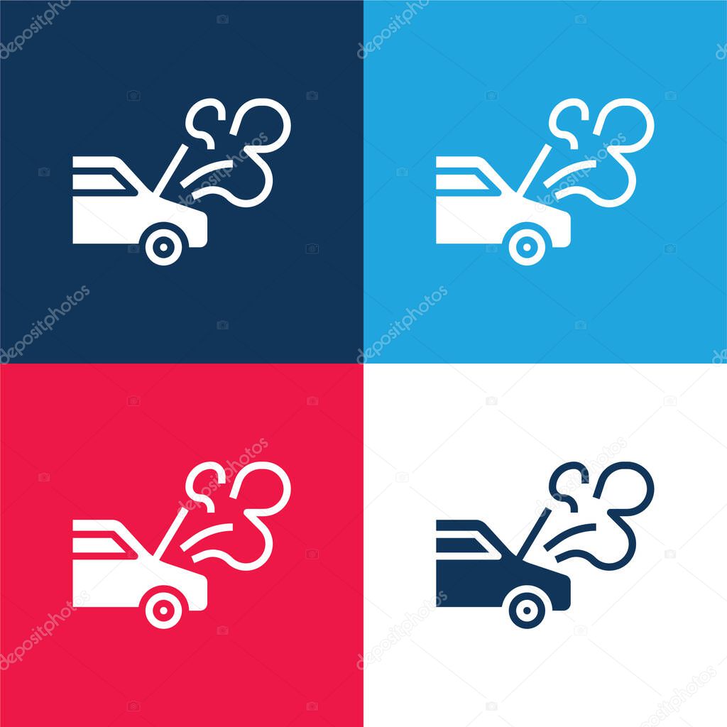 Breakdown blue and red four color minimal icon set