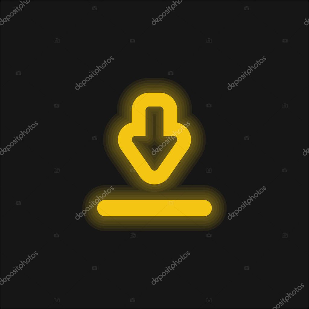 Big Download Arrow yellow glowing neon icon