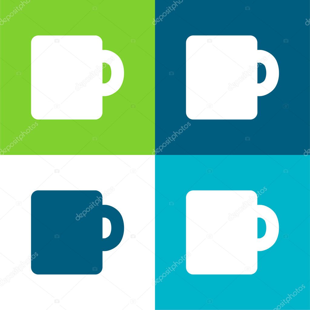 Black Mug Flat four color minimal icon set