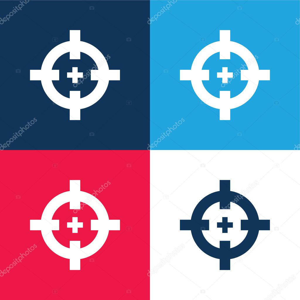Aim blue and red four color minimal icon set