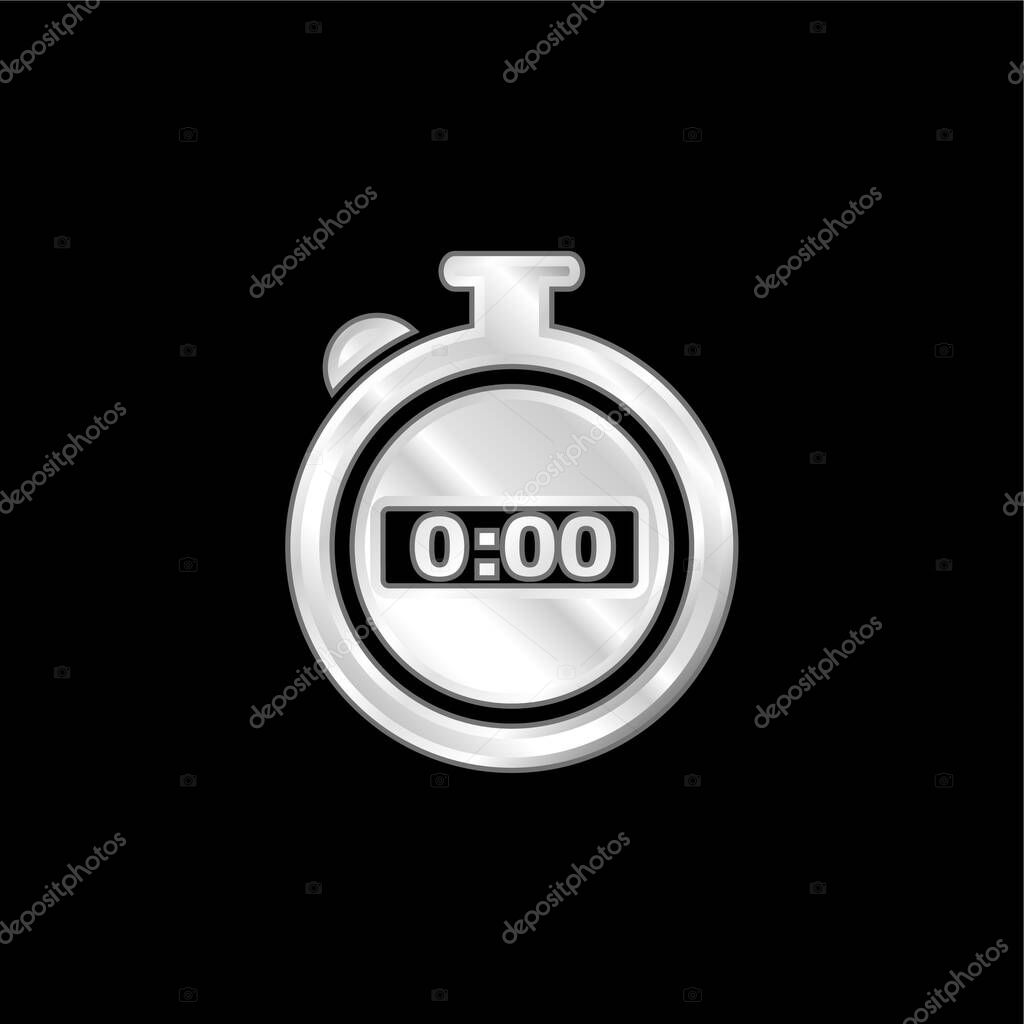 Black Stopwatch silver plated metallic icon
