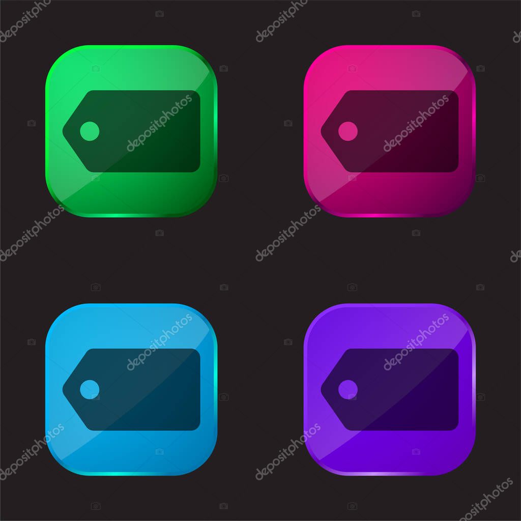 Black Label In Horizontal Position four color glass button icon