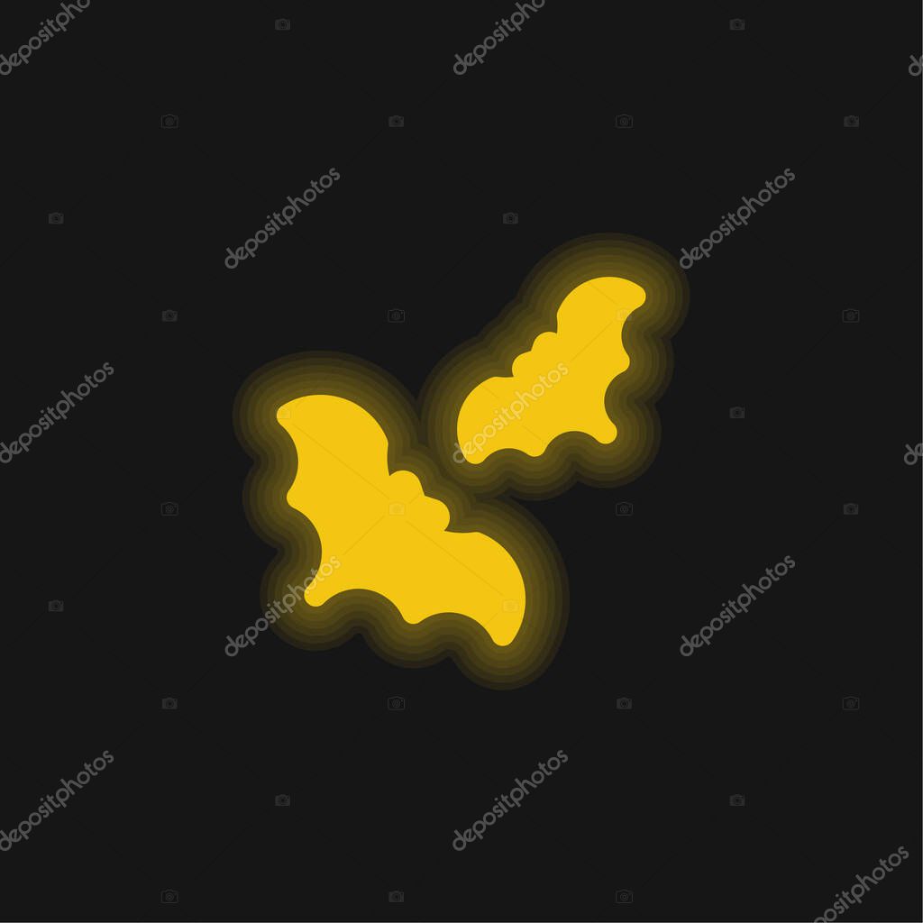 Bats yellow glowing neon icon