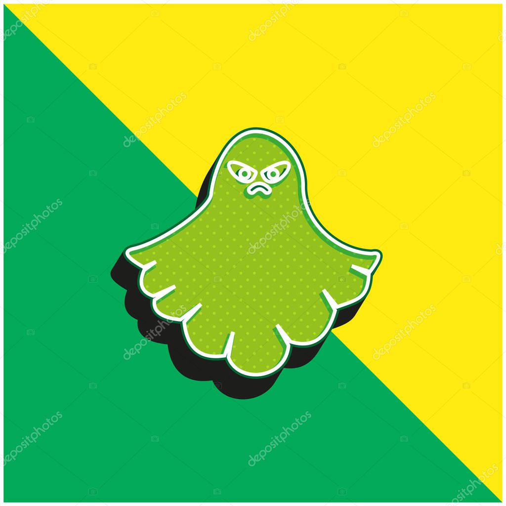 Angry Ghost Green and yellow modern 3d vector icon logo