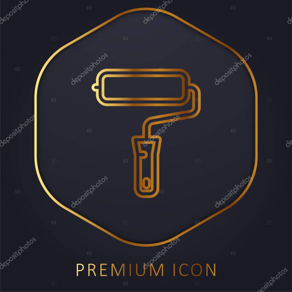 Big Paint Roller golden line premium logo or icon