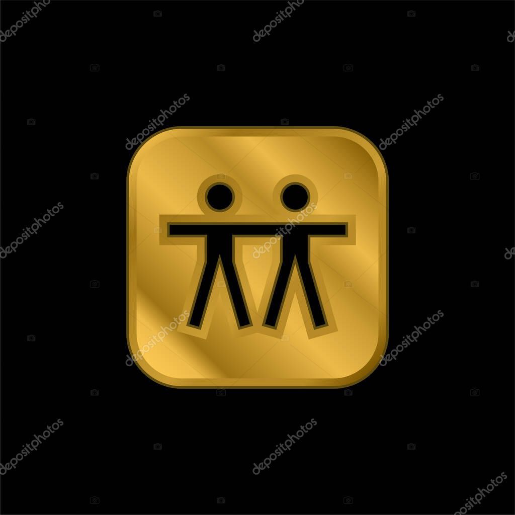 Apple gold plated metalic icon or logo vector