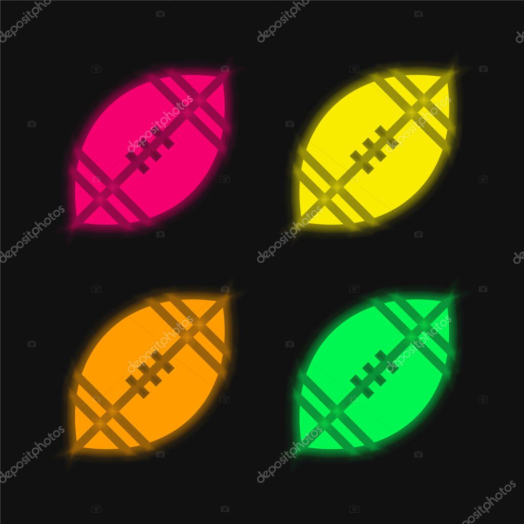 American Football four color glowing neon vector icon