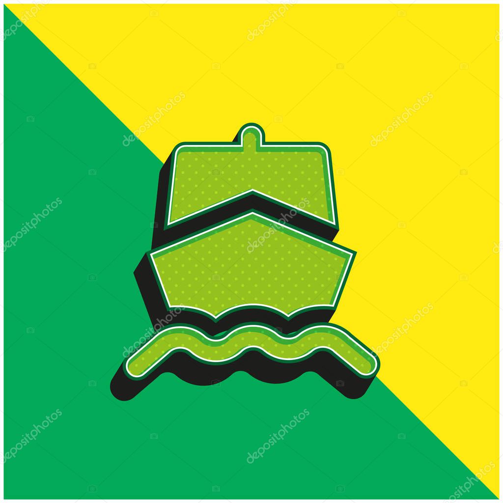 Boat Green and yellow modern 3d vector icon logo