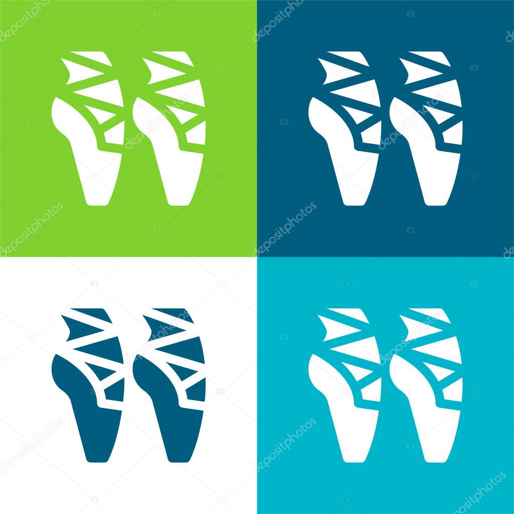 Ballet Flat four color minimal icon set