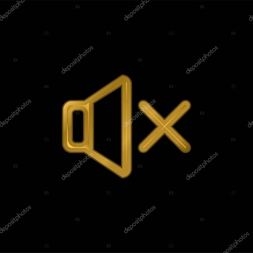 Audio Tool In Silence gold plated metalic icon or logo vector