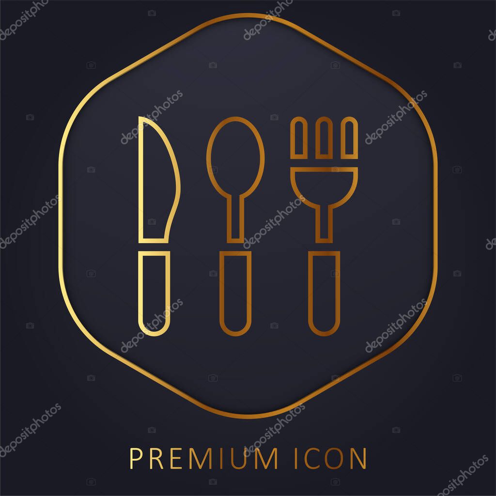 Baby Cutlery golden line premium logo or icon