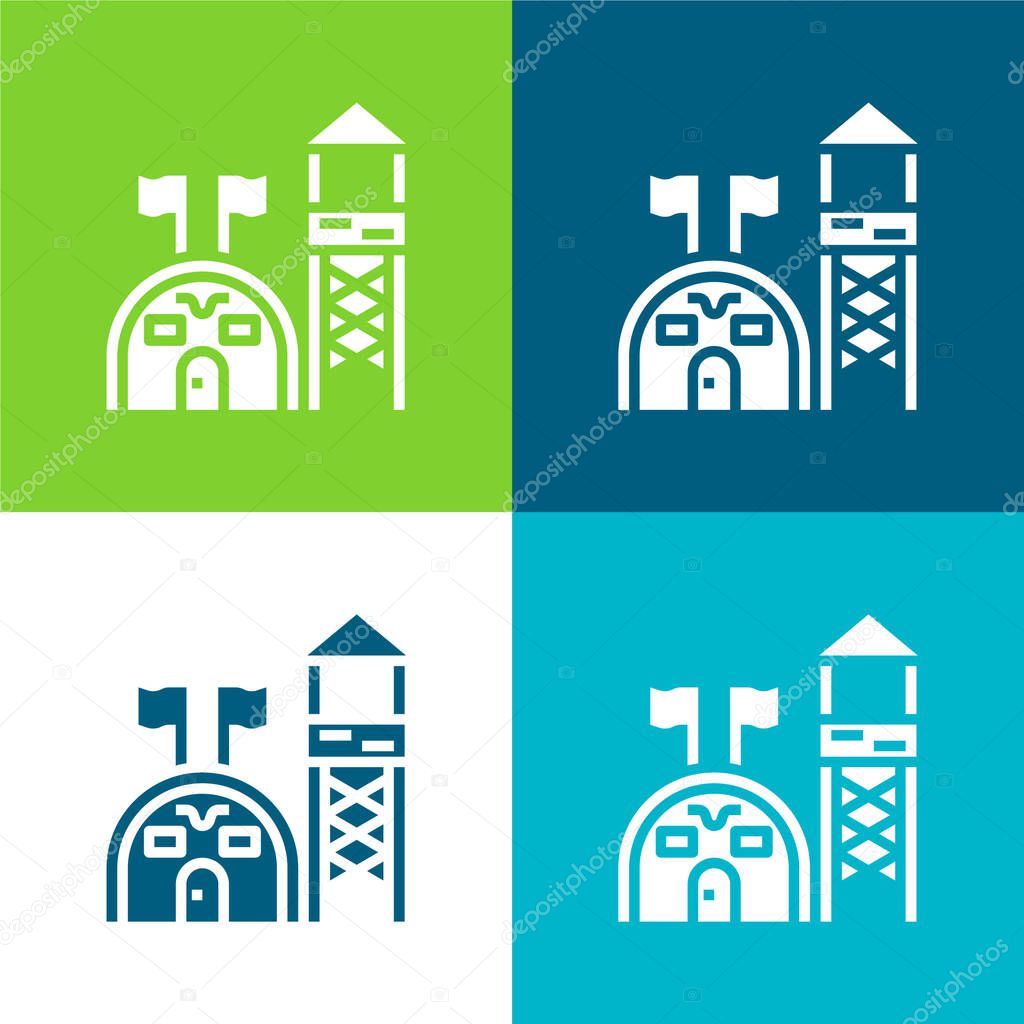 Base Flat four color minimal icon set