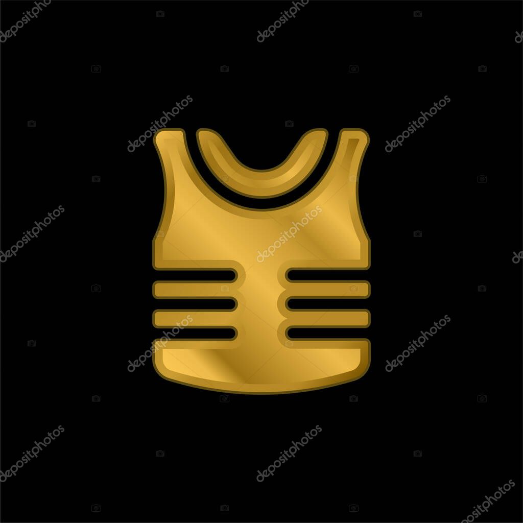 Armor gold plated metalic icon or logo vector