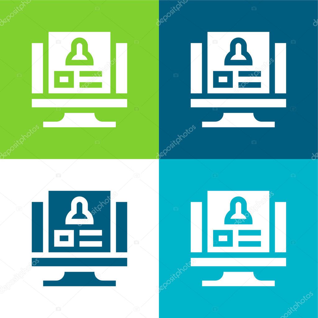 Background Check Flat four color minimal icon set