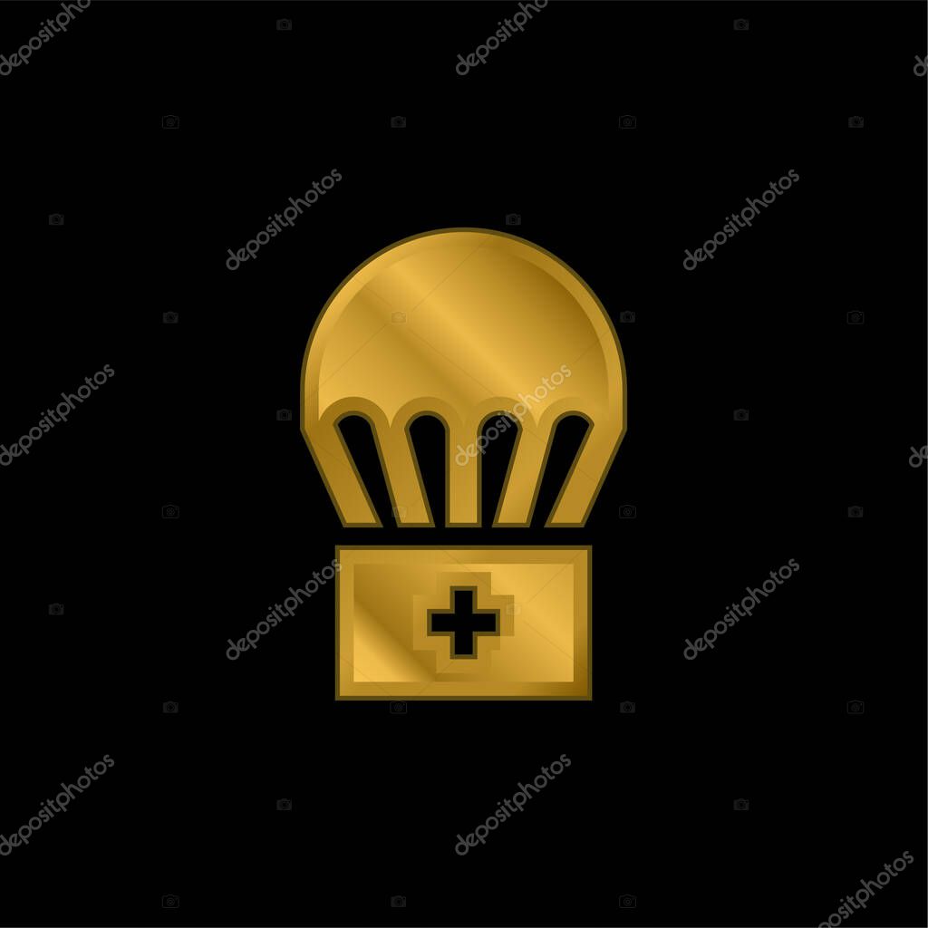 Airdrop gold plated metalic icon or logo vector