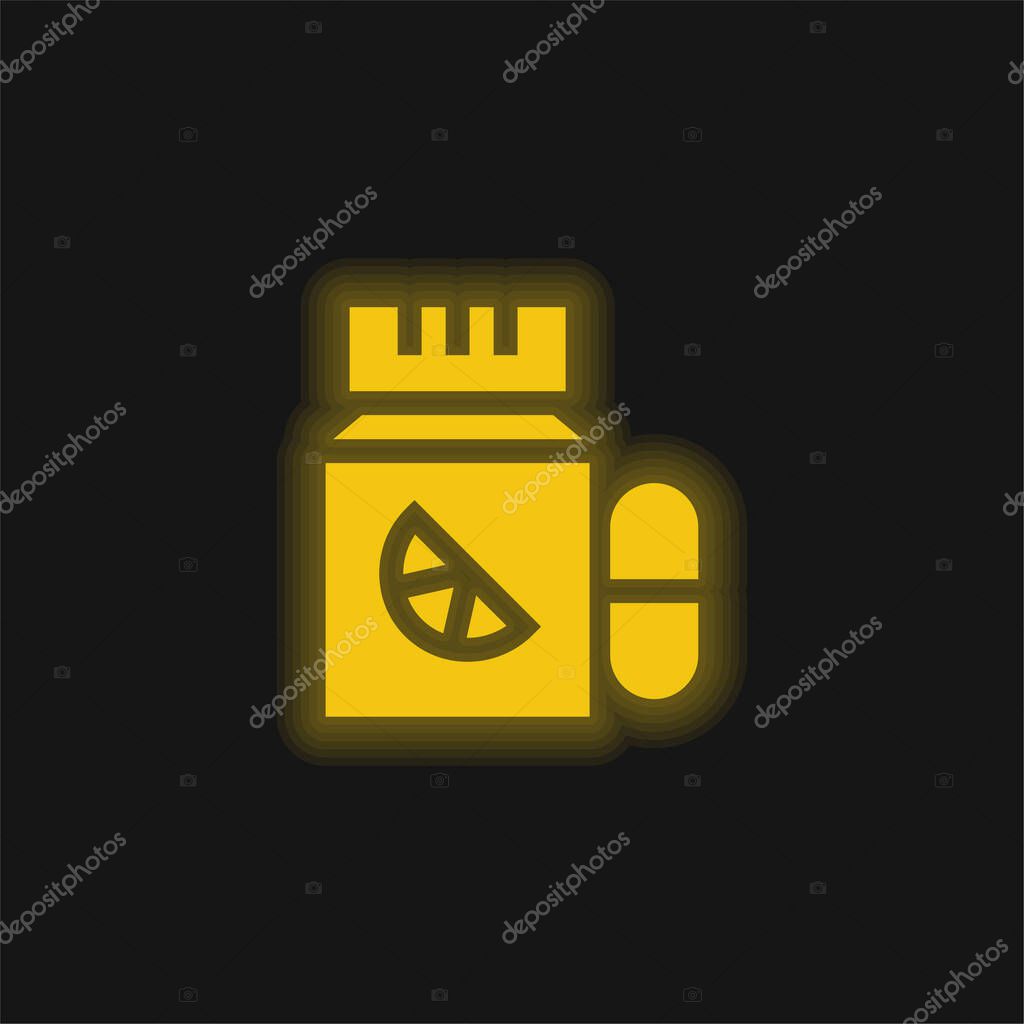 Bottle yellow glowing neon icon