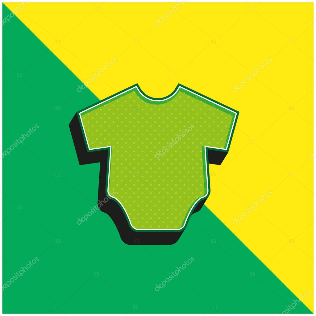 Baby Clothes Green and yellow modern 3d vector icon logo
