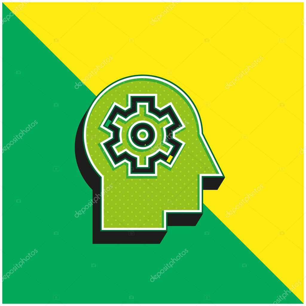 Brain Green and yellow modern 3d vector icon logo