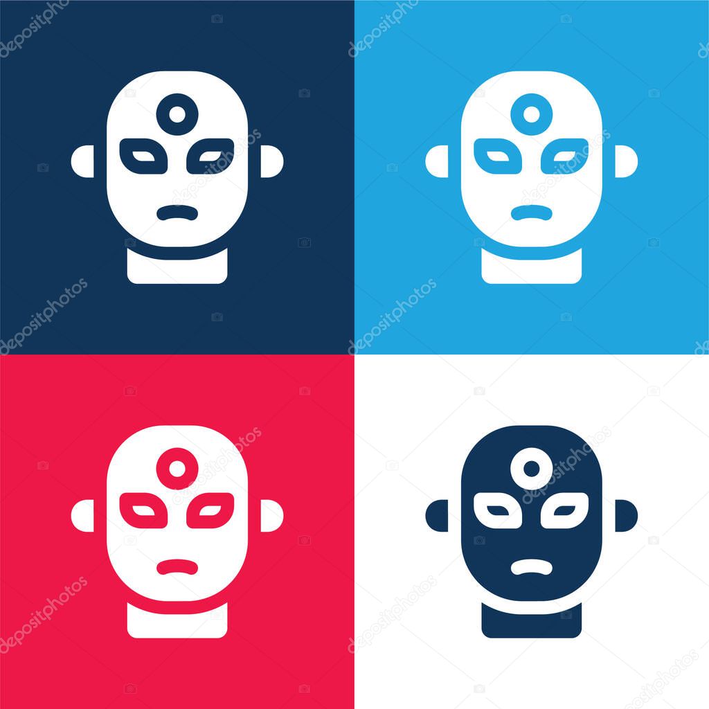 Alien blue and red four color minimal icon set
