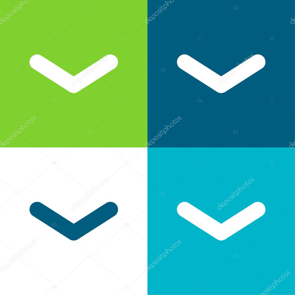 Angle Arrow Pointing Down Flat four color minimal icon set