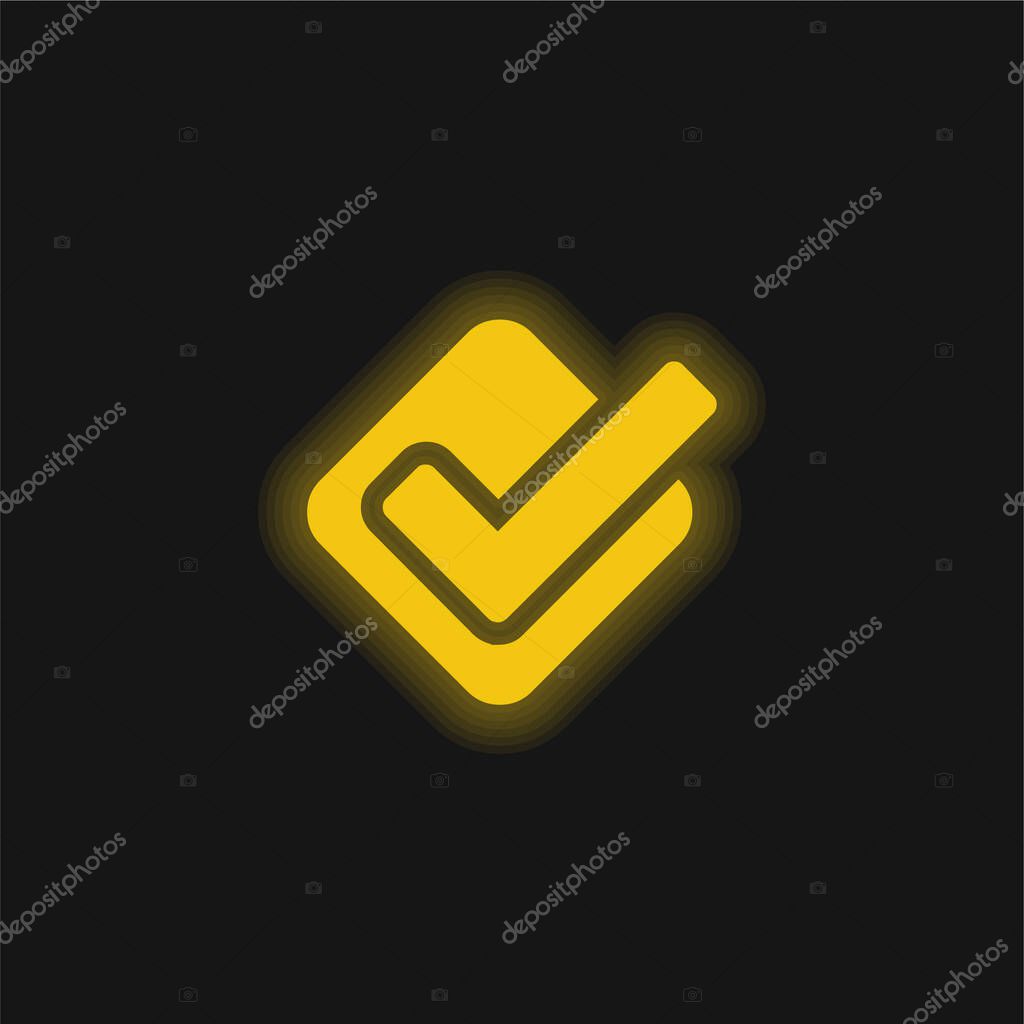 Accept yellow glowing neon icon