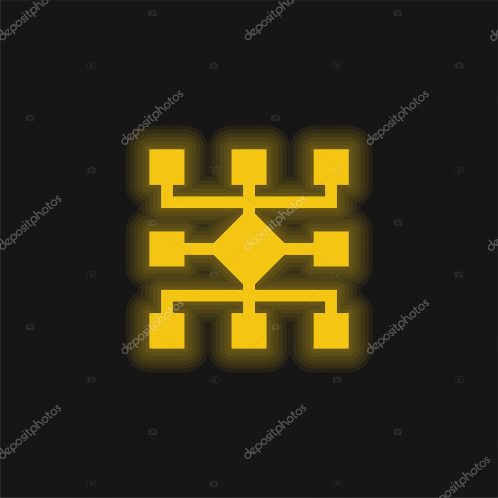 Algorithm yellow glowing neon icon