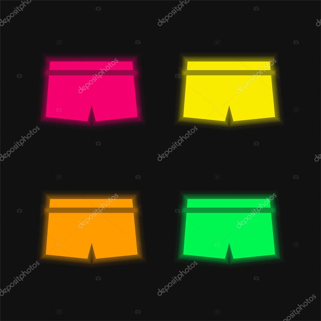 Boxers four color glowing neon vector icon