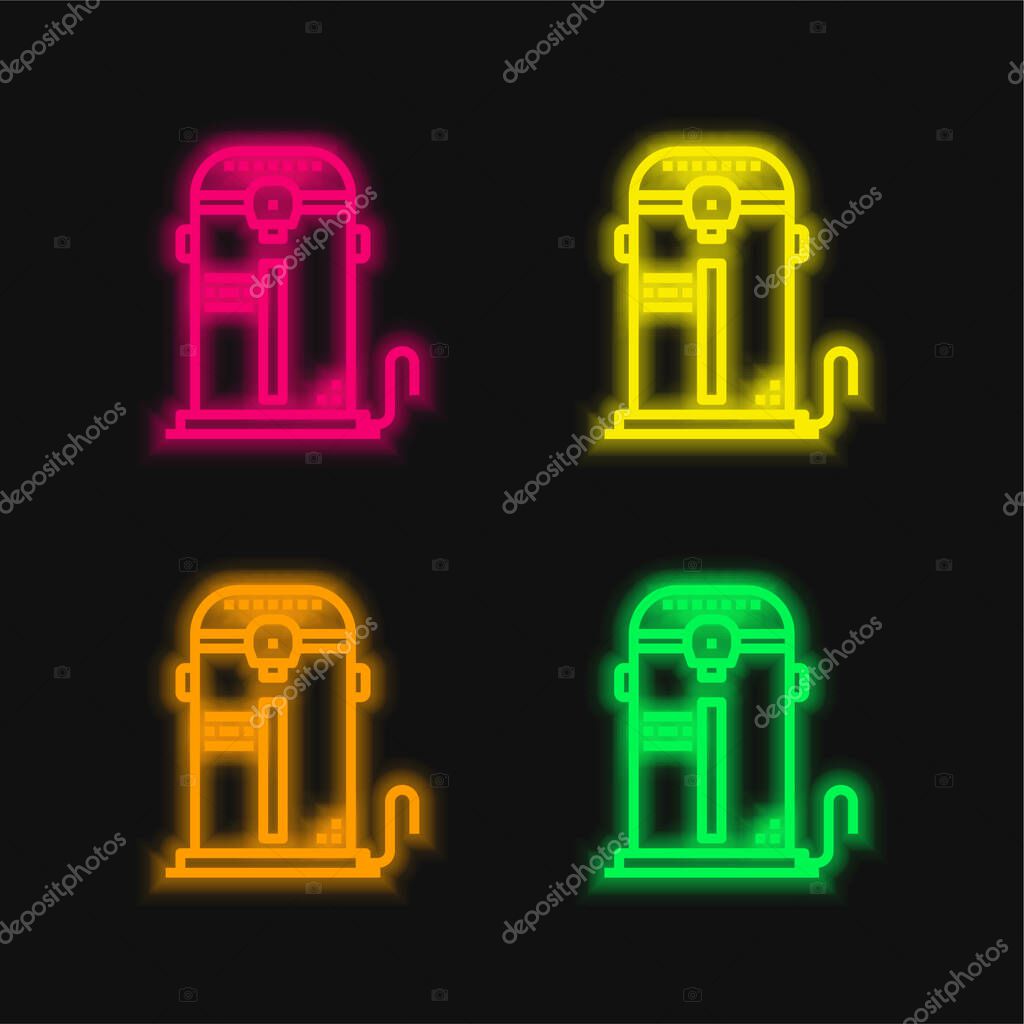 Boiler four color glowing neon vector icon