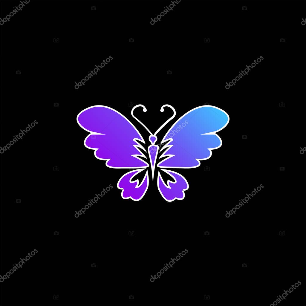 Black Butterfly Top View With Opened Wings blue gradient vector icon
