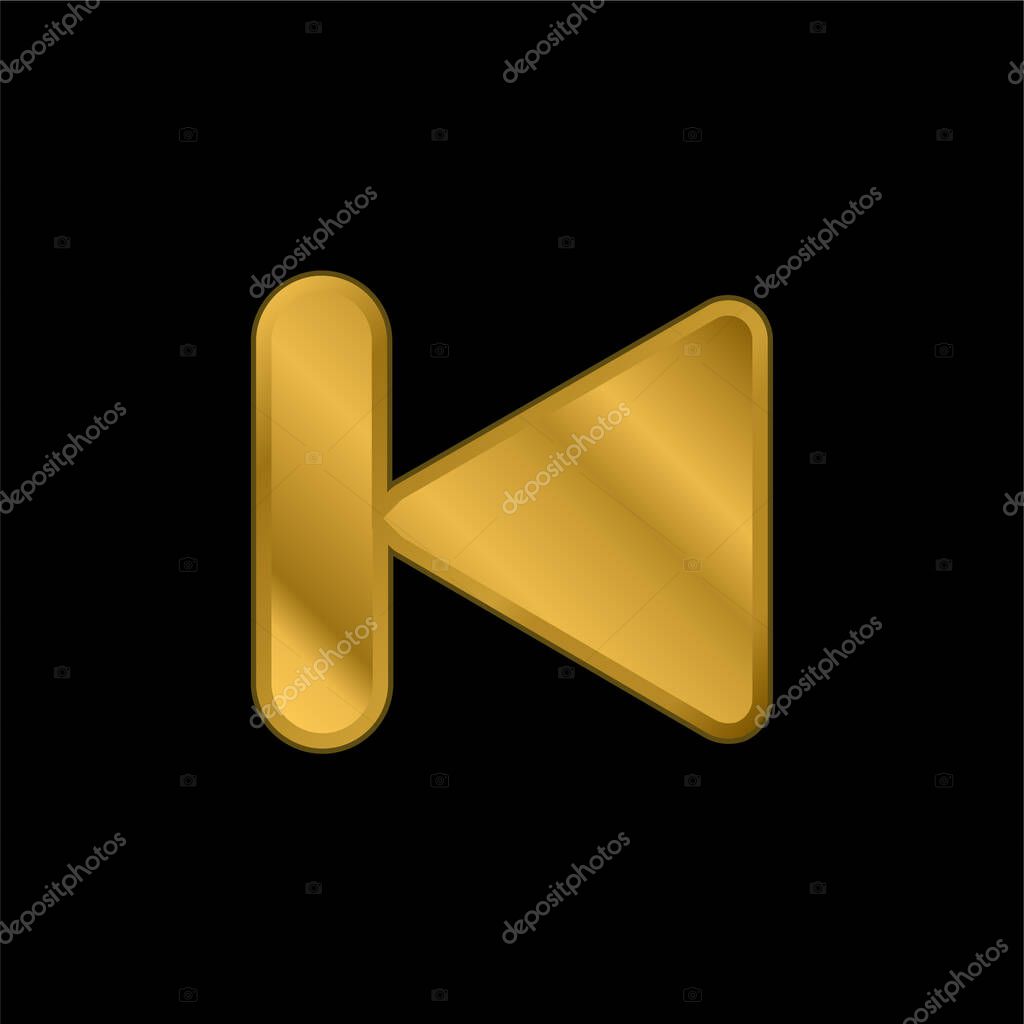 Back gold plated metalic icon or logo vector