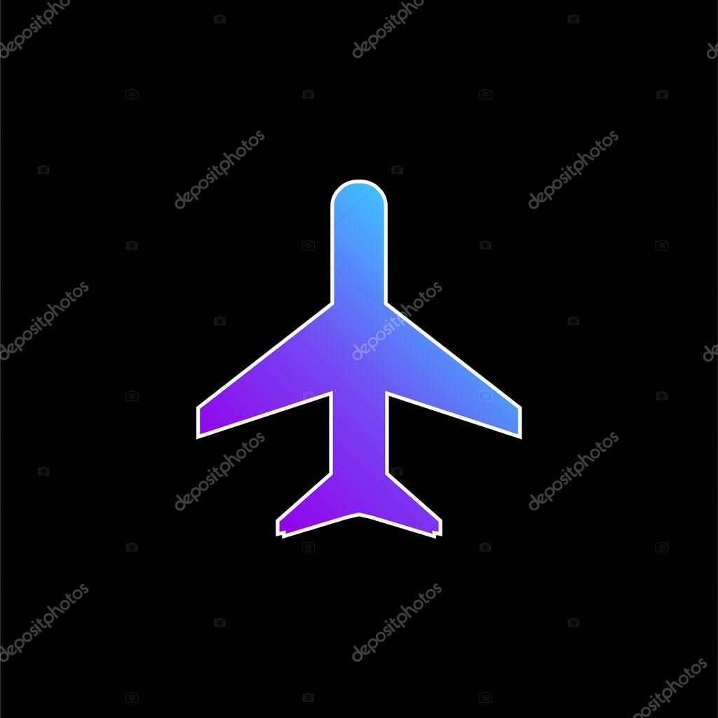 Airplane blue gradient vector icon