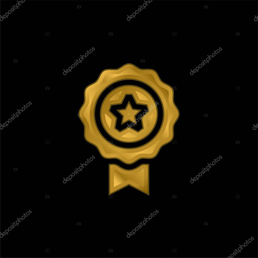 Award gold plated metalic icon or logo vector