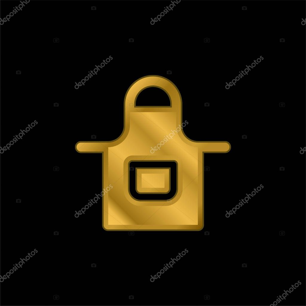 Apron gold plated metalic icon or logo vector
