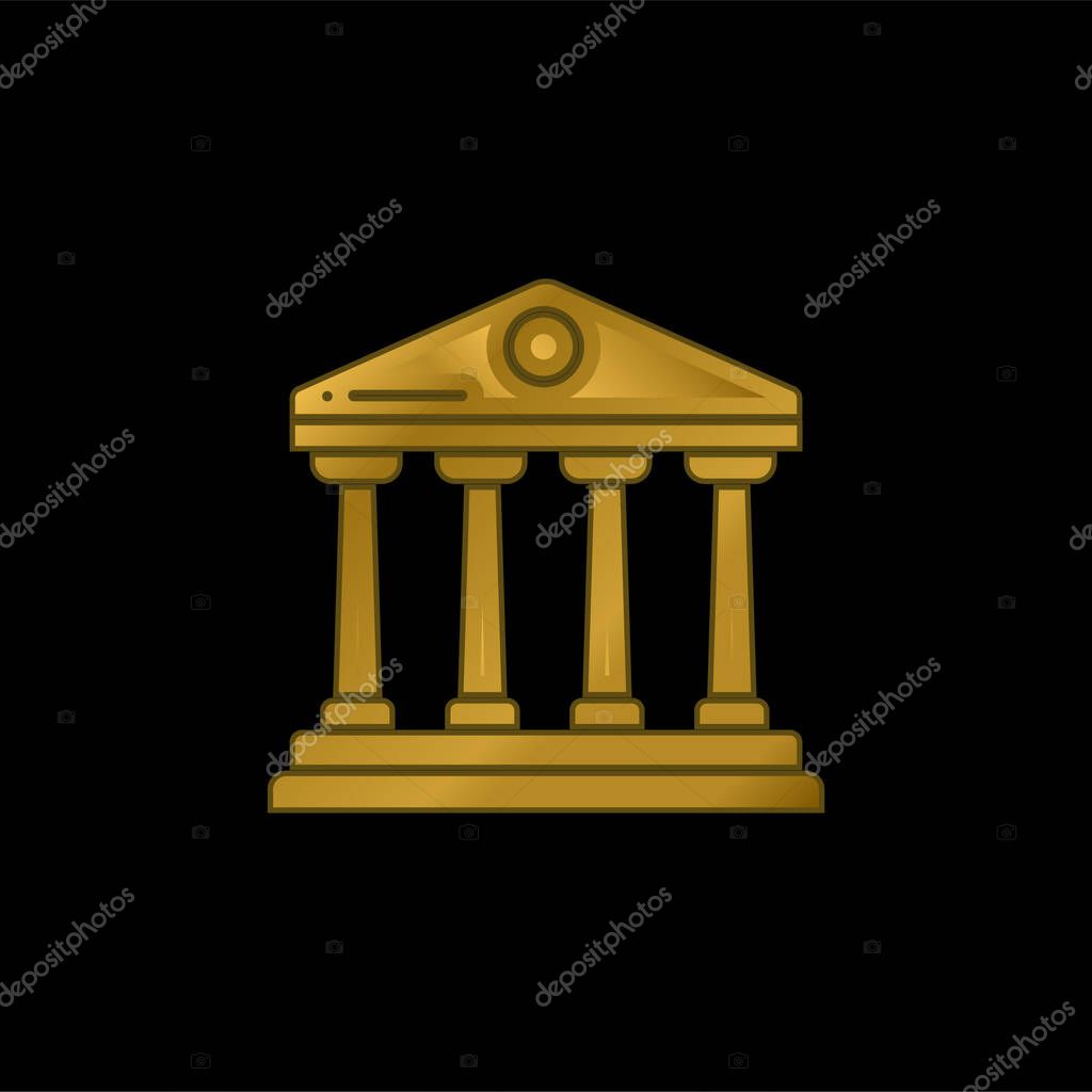 Bank gold plated metalic icon or logo vector