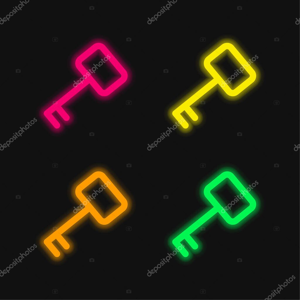 Access Key four color glowing neon vector icon