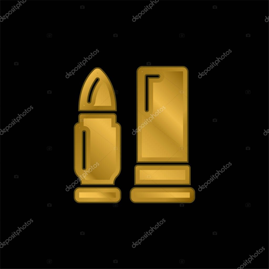 Ammunition gold plated metalic icon or logo vector