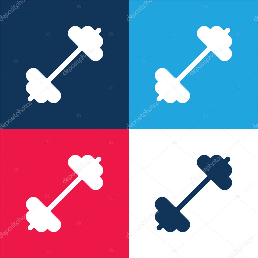 Barbell blue and red four color minimal icon set