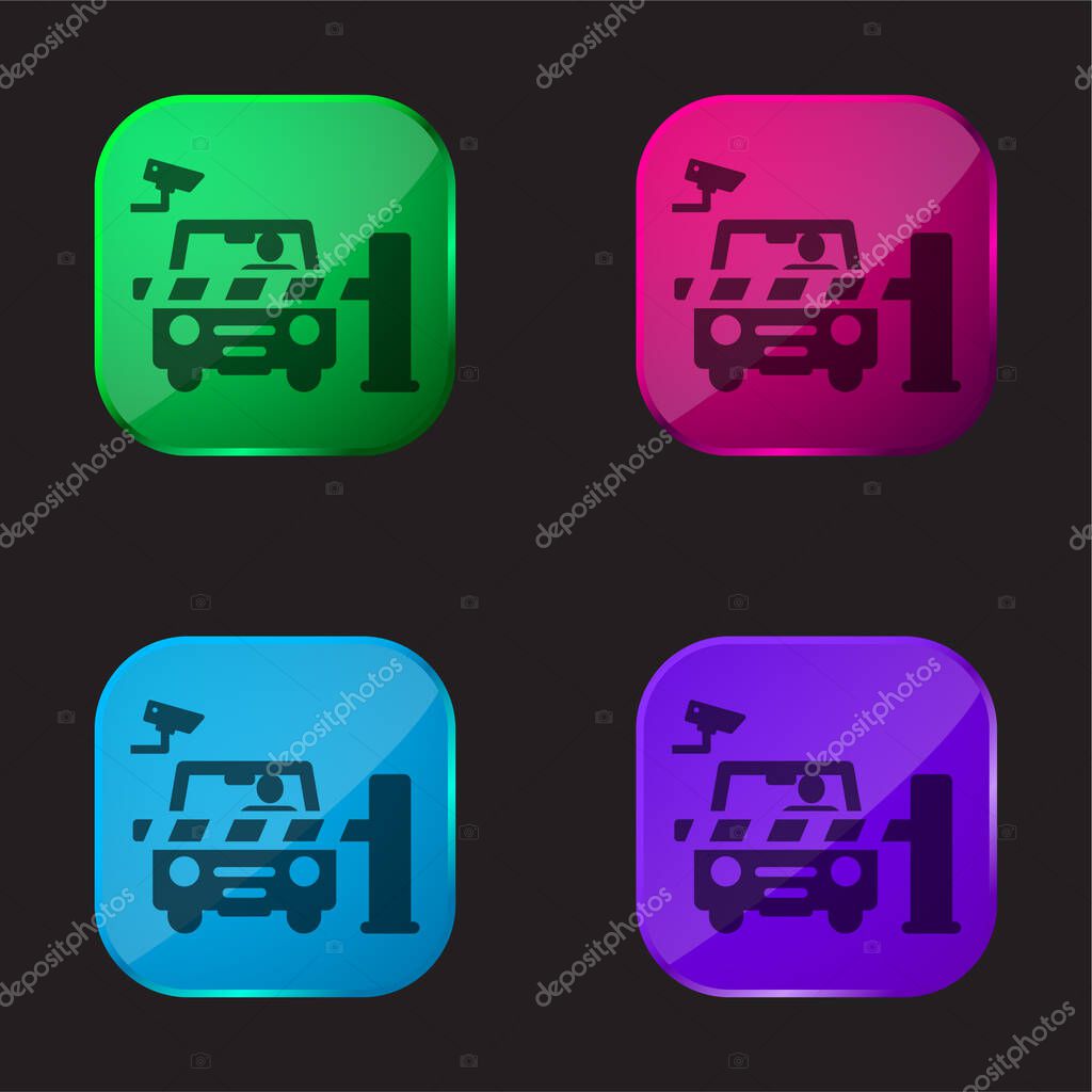 Barrier four color glass button icon