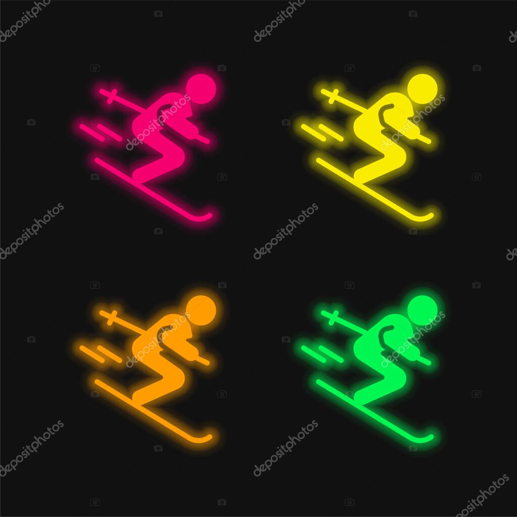 Alpine four color glowing neon vector icon