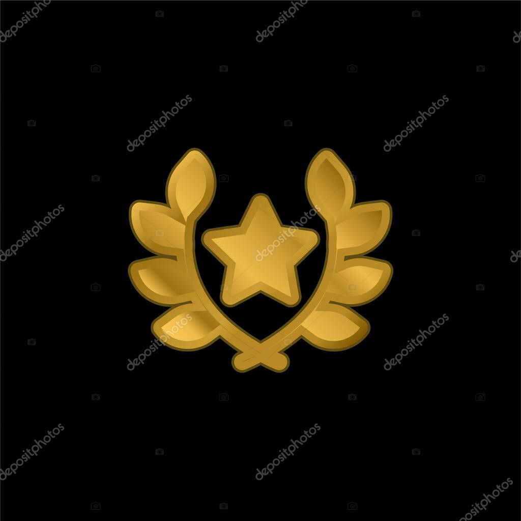 Award gold plated metalic icon or logo vector