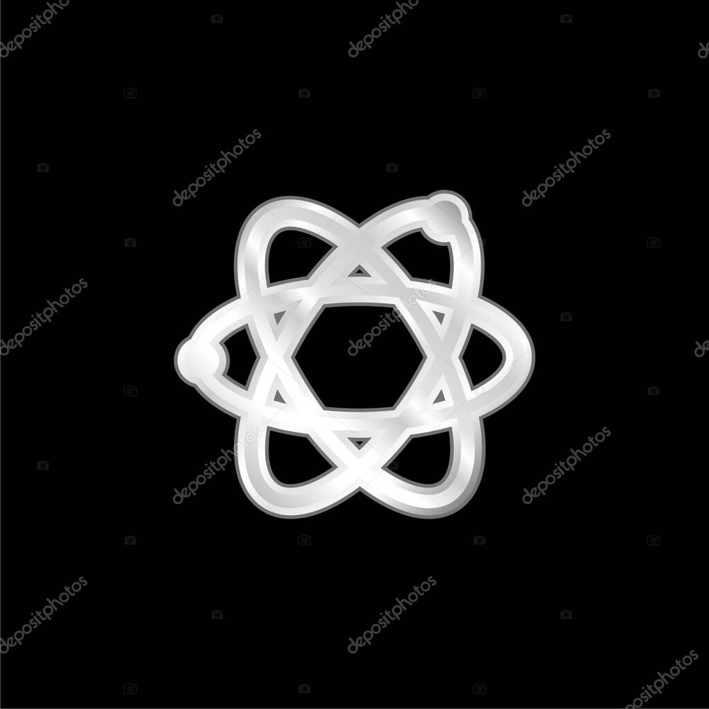 Atom silver plated metallic icon