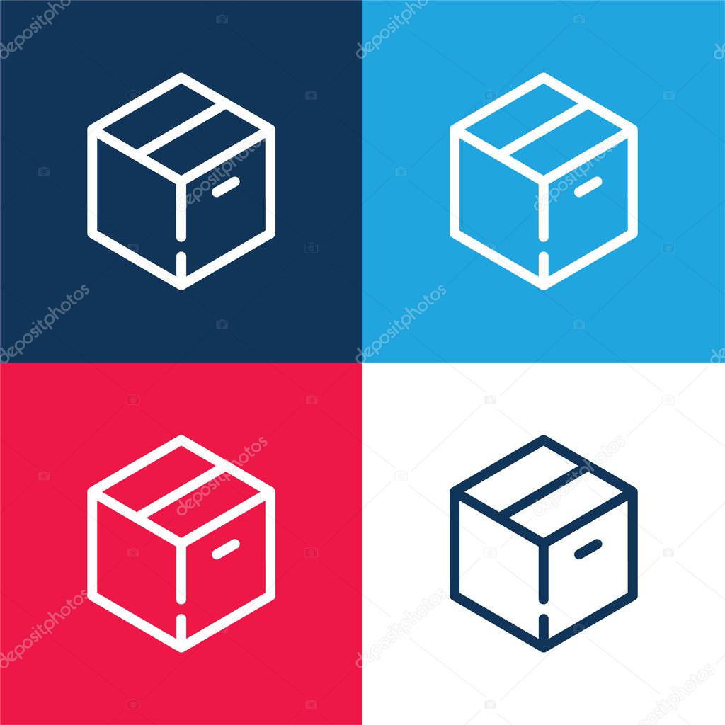 Big Box blue and red four color minimal icon set
