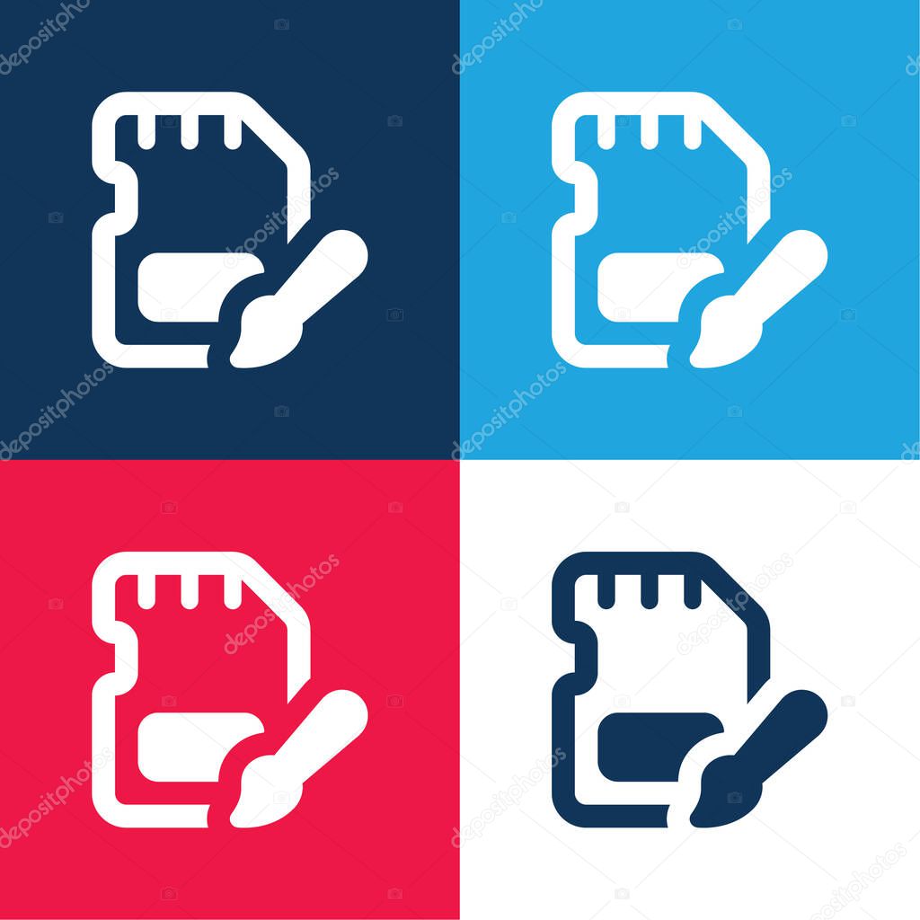 Art blue and red four color minimal icon set